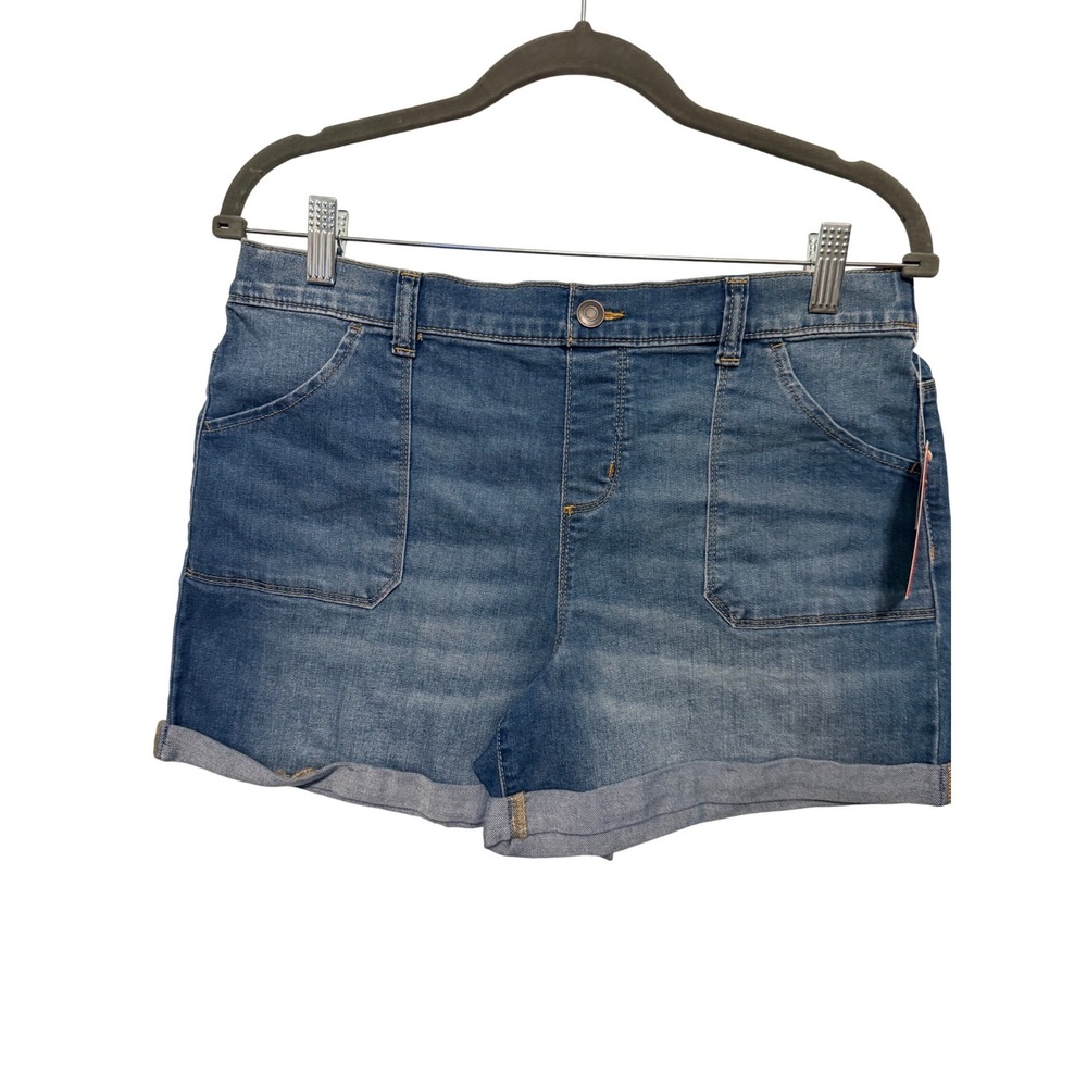 Wonder Nation Girls XXL 18 Medium Wash Cuff Hem Denim Shorts CleanKORE Pull On